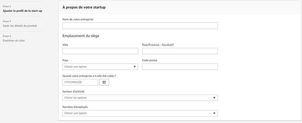 Formulaire AWS Activate 2